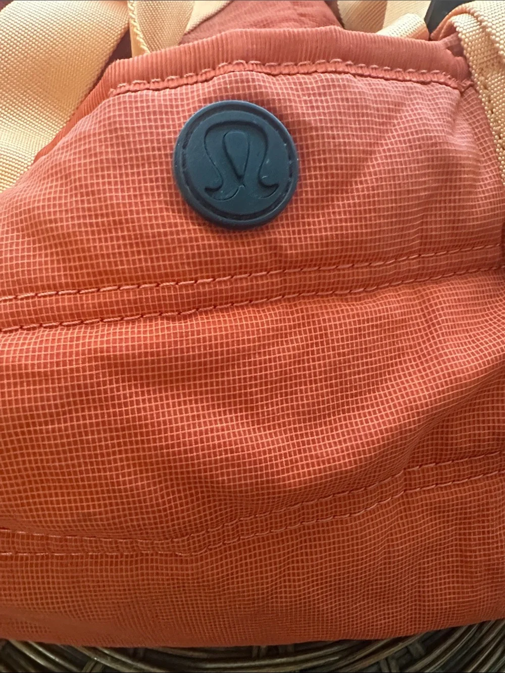 lululemon athletica Orange Quilted Duffel with Bright Straps